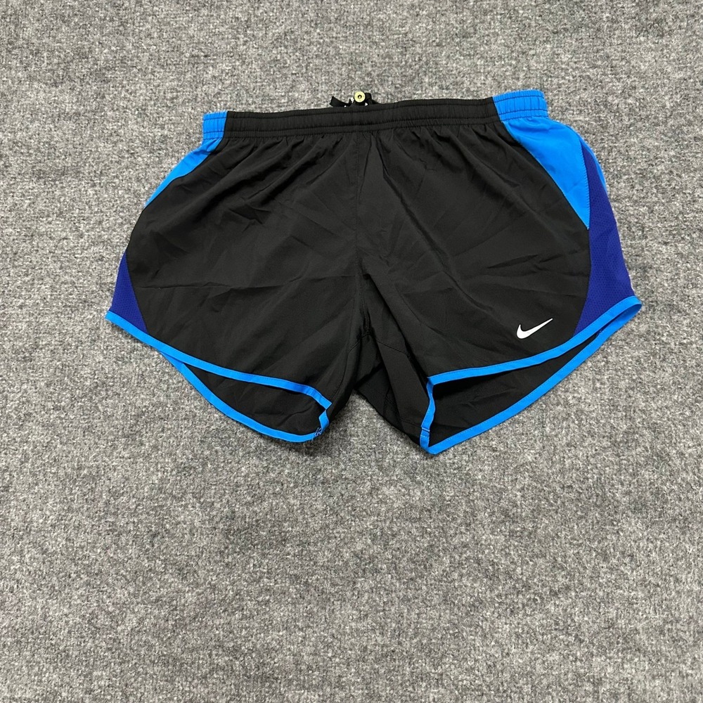 Nike Shorts Womens Size S Black Blue Dri-Fit Running Athletic Breathable Mesh